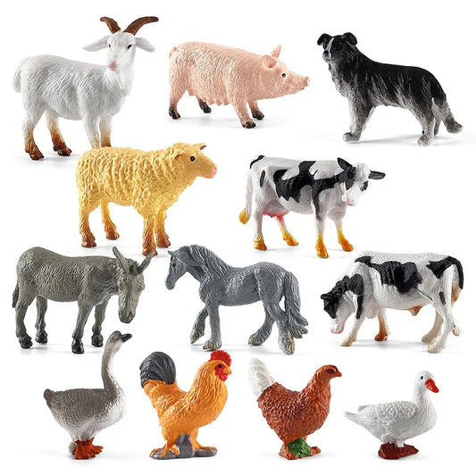 simulation mini farm poultry chicken duck goose cow gold small animal miniature model sand table ornaments wholesale