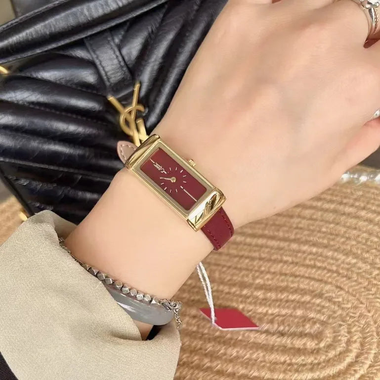 Retro Simple Style Solid Color Buckle Quartz Watch Women's Watches