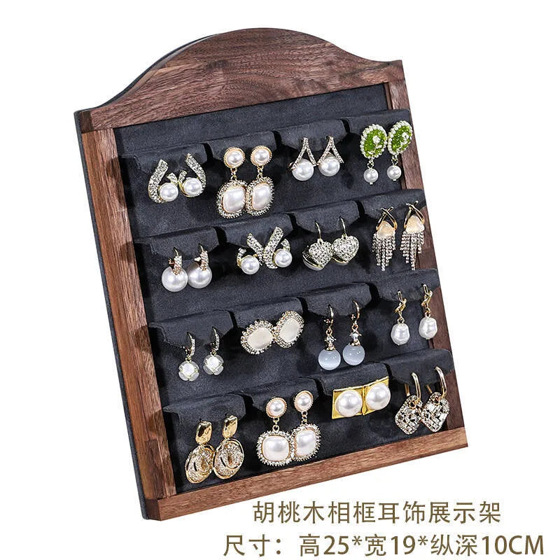 Walnut Wood Picture Frame Ring Display Stand Earring Holder Jewelry Shooting Props High-End Feeling Assembled Ring Display Plate