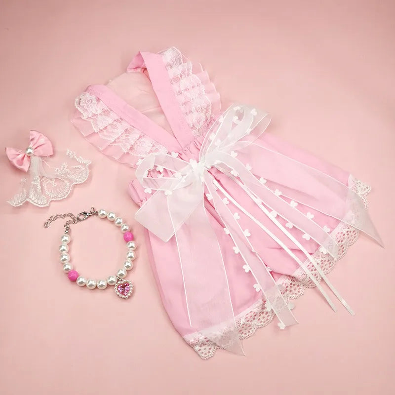 sweet cotton bow knot pet clothing