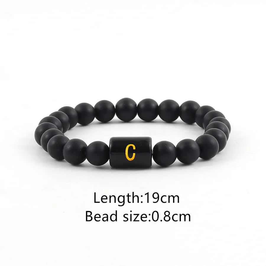 Elegant Vintage Style Simple Style Letter Glass Stone Men's Bracelets Men Beaded Bracelets