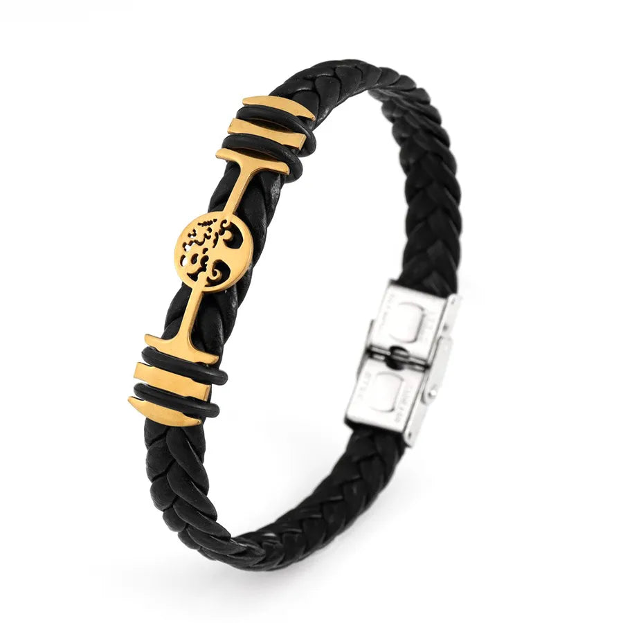 Retro Punk Solid Color Pu Leather Men's Bracelets Men Cord & Leather Bracelets