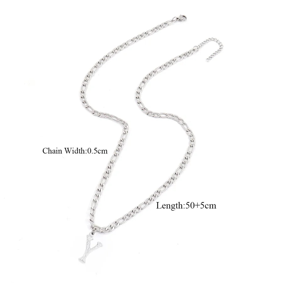Wholesale Jewelry Retro Simple Style Letter 201 Stainless Steel 304 Stainless Steel Pendant Necklace figaro chain
