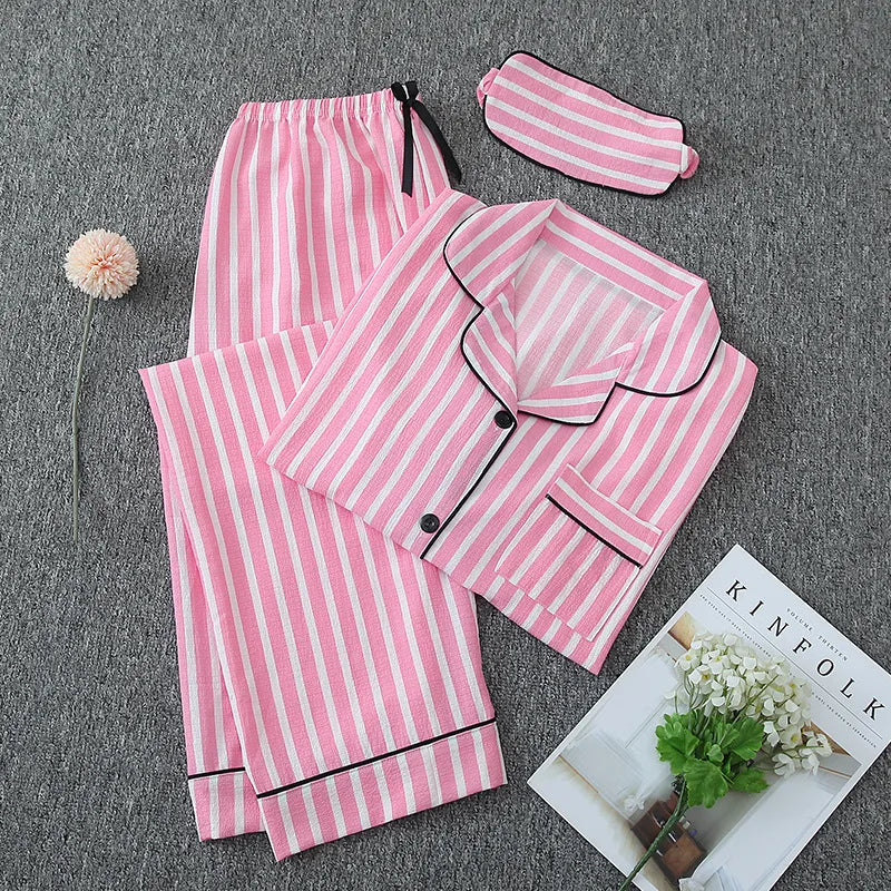 Home Women's Casual Cute Stripe Heart Shape Polyester Pajama Sets