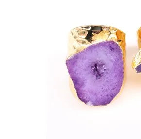 casual irregular agate brass natural stone wholesale open ring