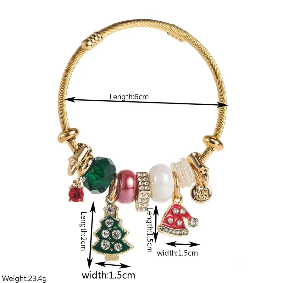 Fashionable Stainless Steel Christmas Elements Bracelet With Pendant Festive Snowman Shoe Christmas Tree Design For Party