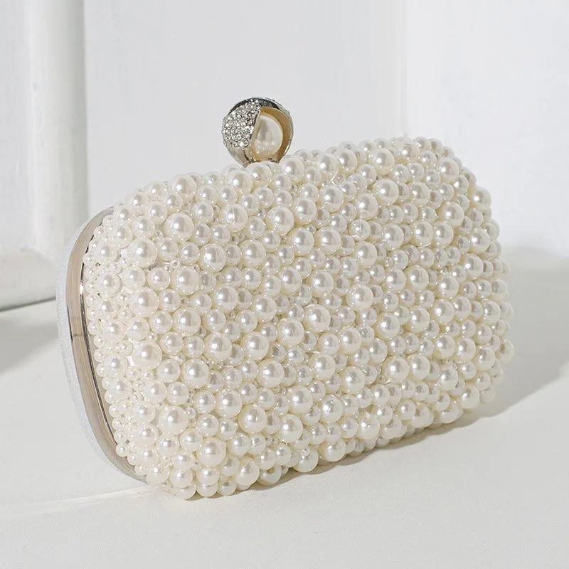 White Polyester Solid Color Square Evening Bags