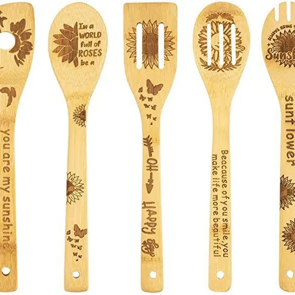 Simple Style Animal Letter Bamboo Shovel kit 5 Pieces Set