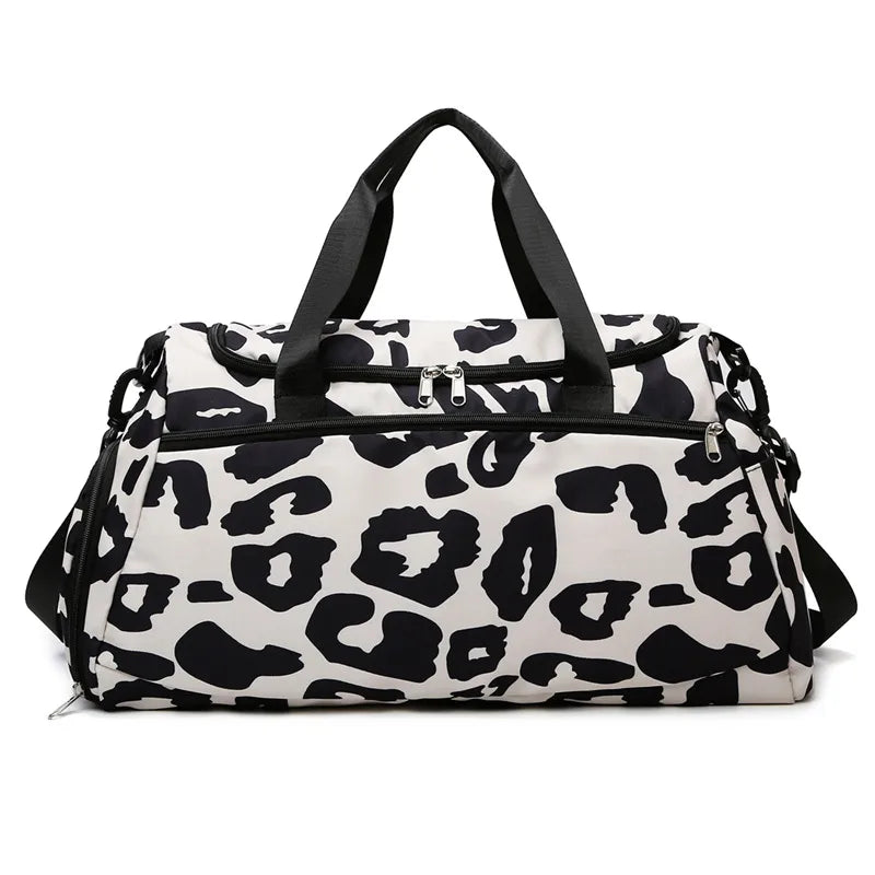 European and American milk pattern travel Big bag waterproof Oxford cloth women's portable shoulder bag wet and dry separation Fitness Bag