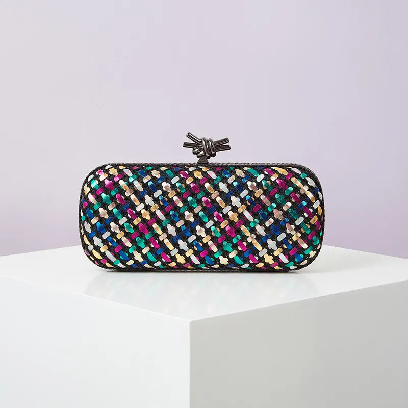 colour Black Blue Pu Leather Polyester Geometric Evening Bags
