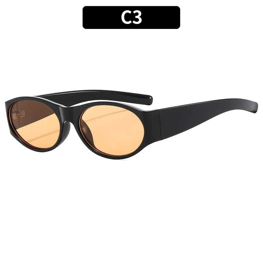 casual vacation geometric ac oval frame full frame men's sunglasses