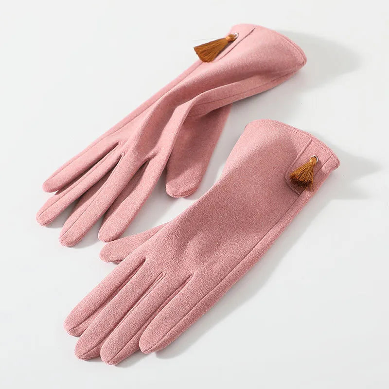 women's fashion solid color velvet polyester gloves 1 pair