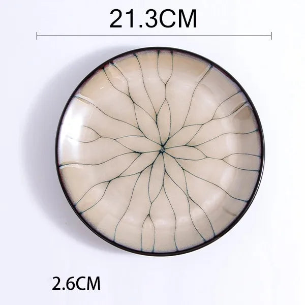Retro Solid Color Flower ceramics Tableware 1 Piece