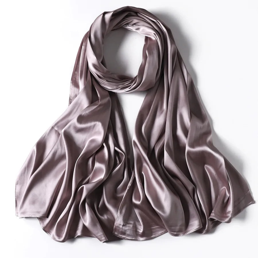 women's streetwear solid color satin winter scarves