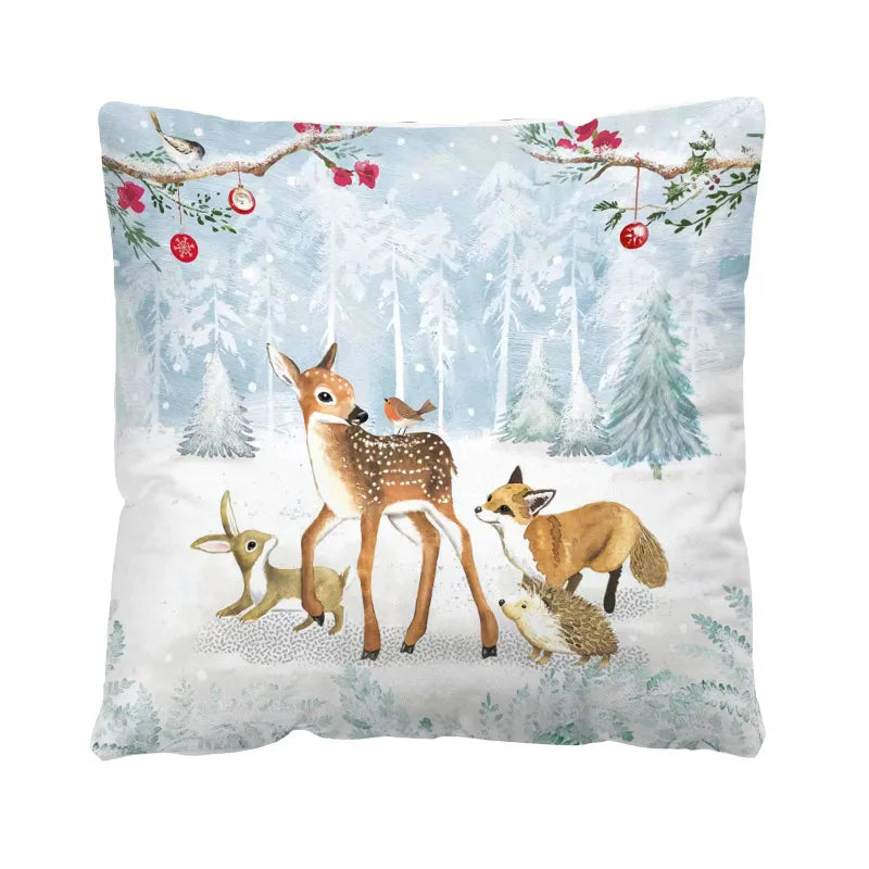 Christmas Glam Santa Claus Snowman short plush Pillow Cases Couch & Sofa Decor