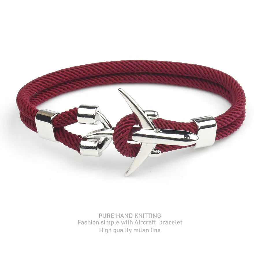 simple style geometric alloy polyester plating men's bracelets