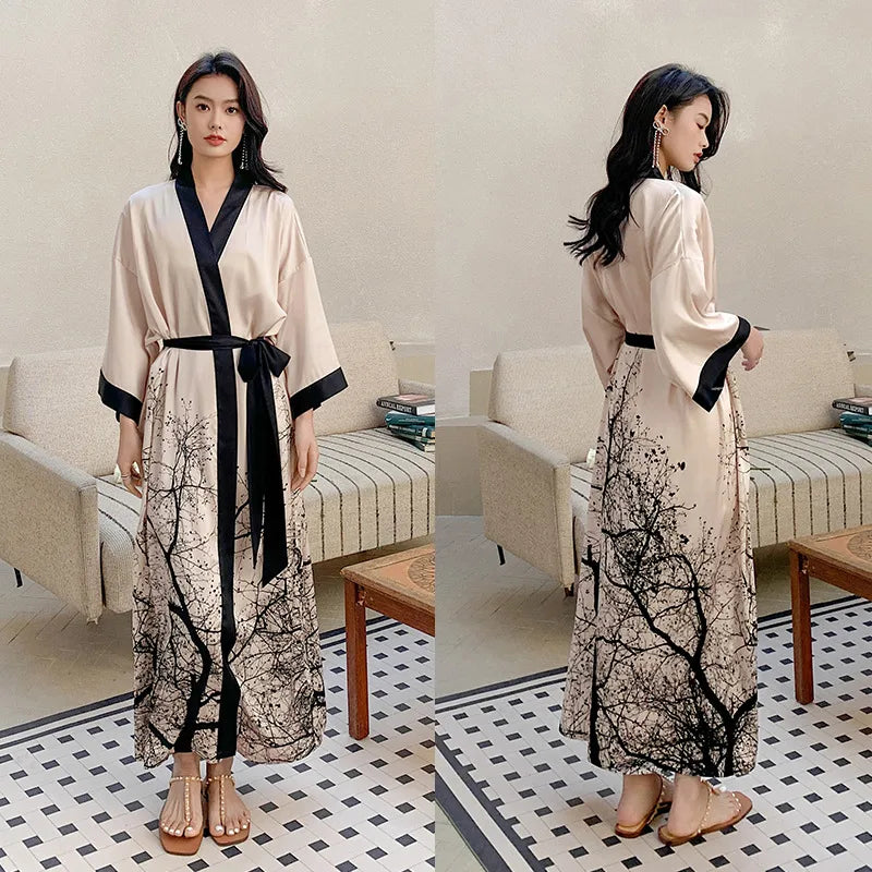 new satin chiffon ice silk light bathrobe multicolors