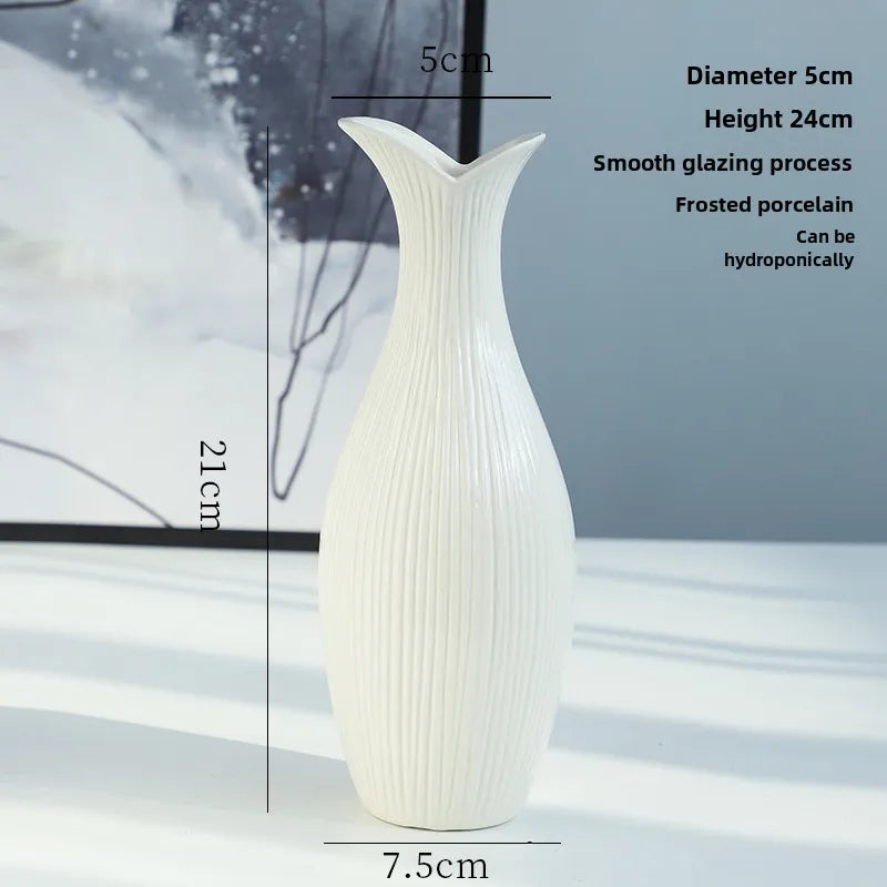 Simple Modern Star Ceramic Vase Ornaments Living Room White Porcelain Fresh Dried Flower Creative Ceramic Flower Set