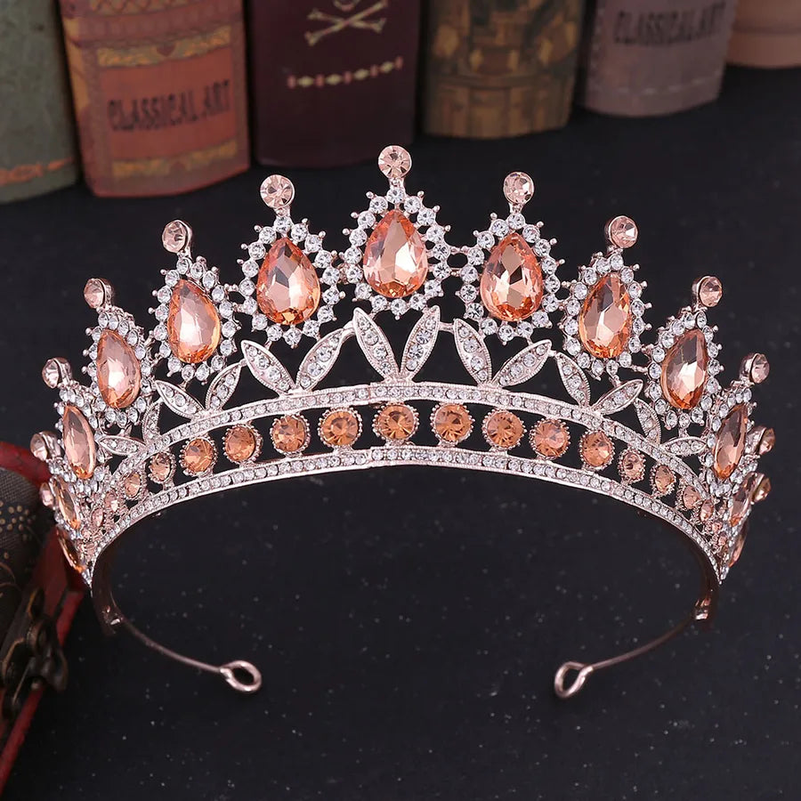 baroque style crown alloy inlay crystal rhinestones crown 1 piece
