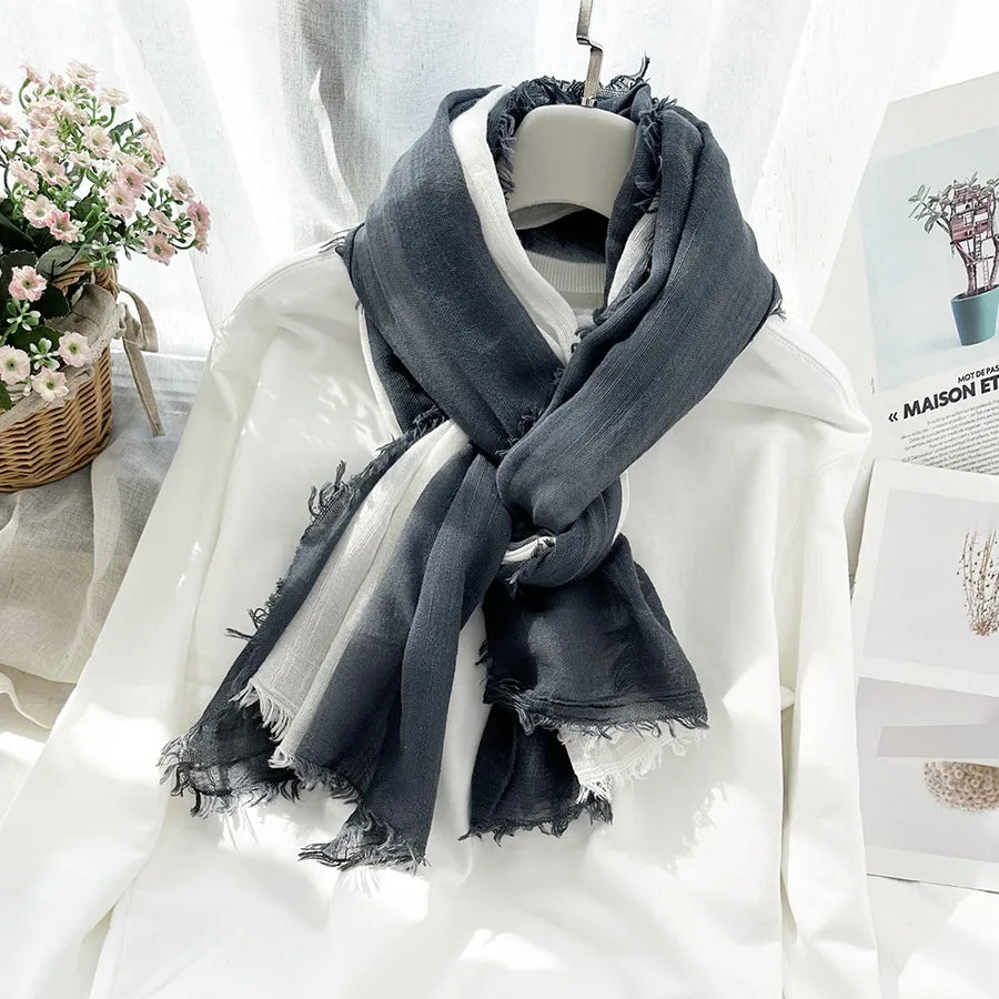 Unisex Simple Style Color Block Cotton Scarf