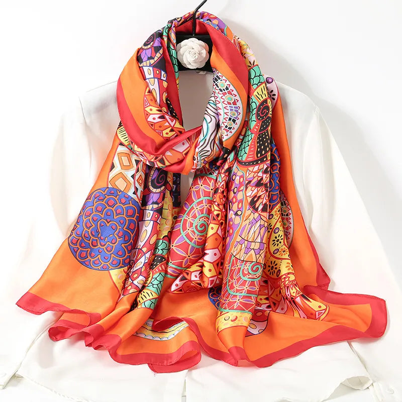 women's lady flower cloud brocade printing scarf