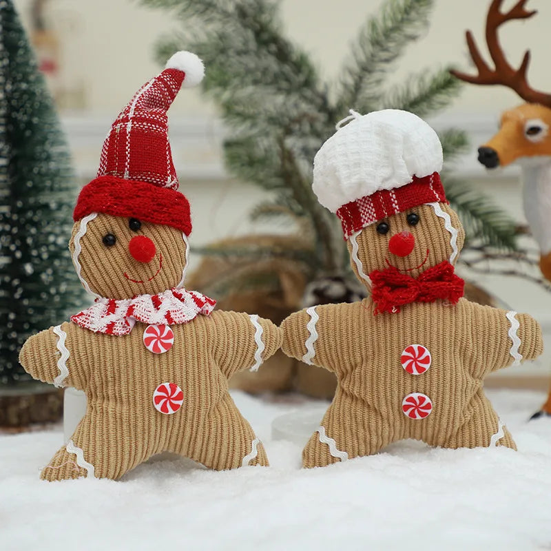 Creative Christmas Gingerbread Man Doll Pendant Holiday Cartoon Doll Decorations Christmas Tree Decoration Accessories Props