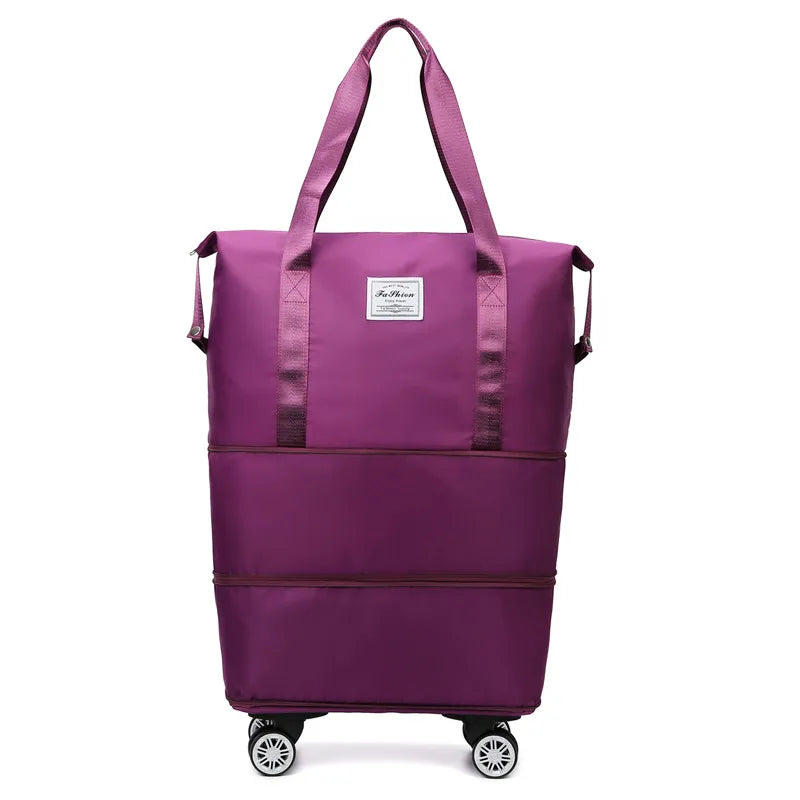 Travel bag large capacity universal wheel student business trip waiting storage bag waterproof wet and dry separation expandable luggage bag