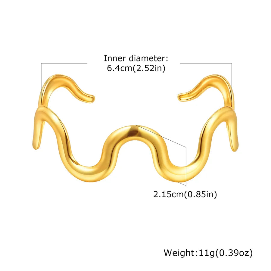Casual Waves 304 Stainless Steel Imitation Gold  Bangle In Bulk