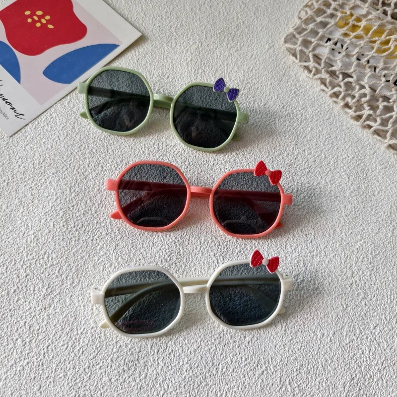 Sweet Simple Style Bow Knot UV400 Protection Resin Special-Shaped Mirror Full Frame Kids Sunglasses