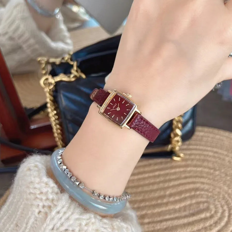 Elegant Solid Color Buckle Quartz Watch Women's Watches