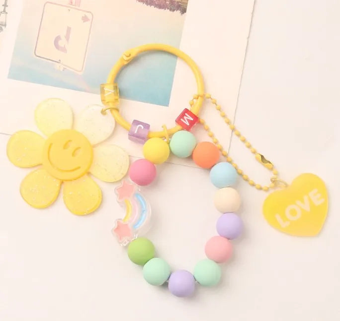 sweet Smile face flower resin women's bag pendant keychain