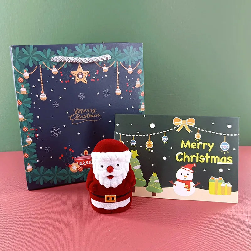Christmas Eve Cartoon Mini Jewelry Box Ring Earrings Gift Box Fashion Composite Material Jewelry Packaging