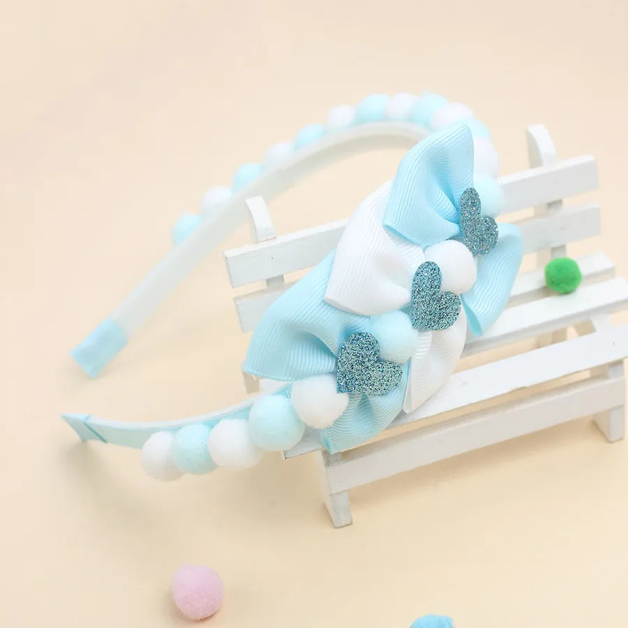 New Valentine's Day Hair Ball Double-layer Bubble Flower Bow Hair Band Sweet Cute Girl Headwear