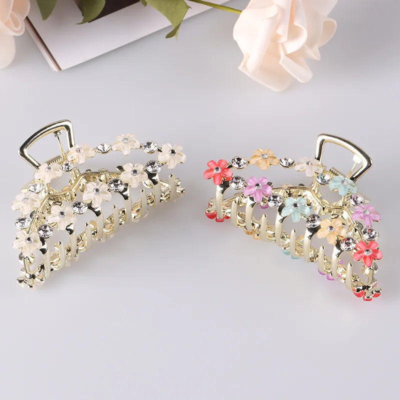 vintage style flower zinc alloy plating inlay zircon hair claws