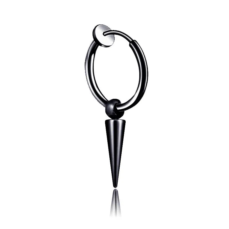 fashion stainless steel tassel single point cone earrings single