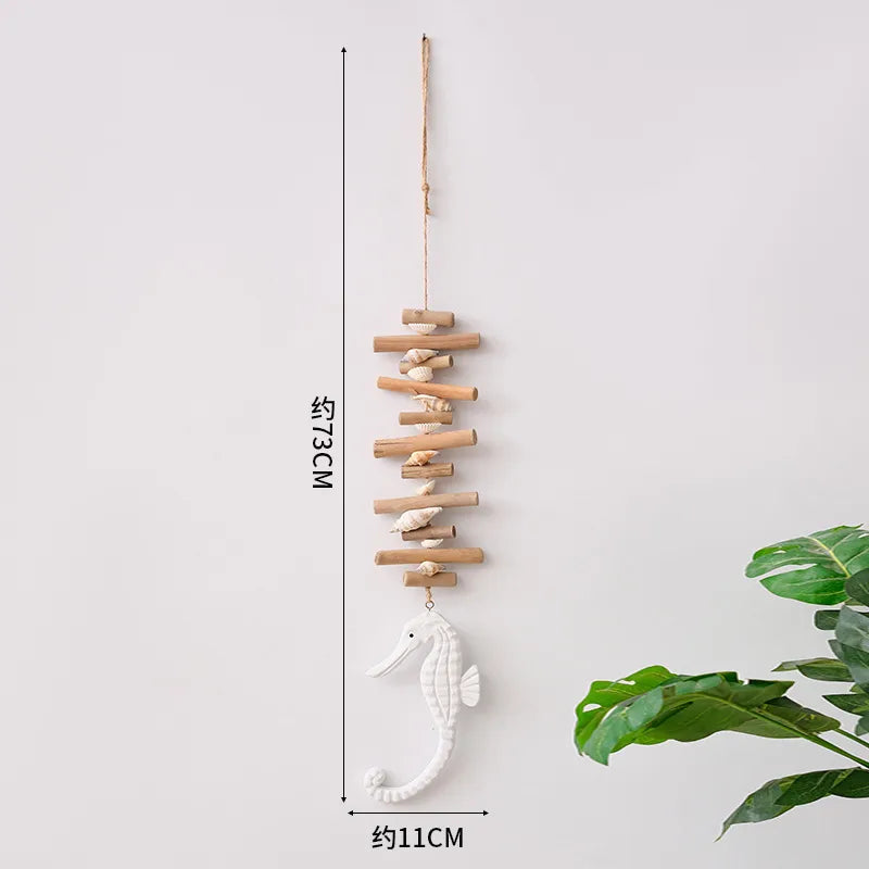 Cute Marine Style Hippocampus Fish Wood pendant Wall Art