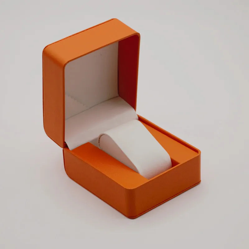 High-End PU Leather Watch Box With Drawstring Round Corner Flip Cover Storage Case For Display And Protection Of Fine Timepieces