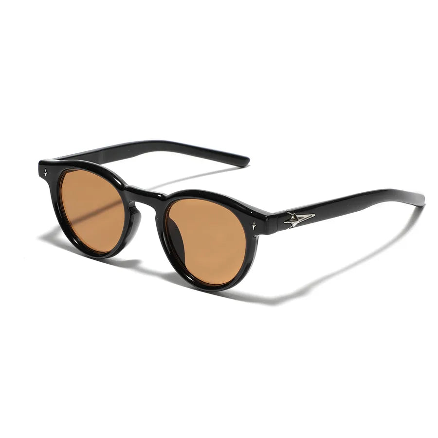 classic style solid color ac round frame full frame men's sunglasses