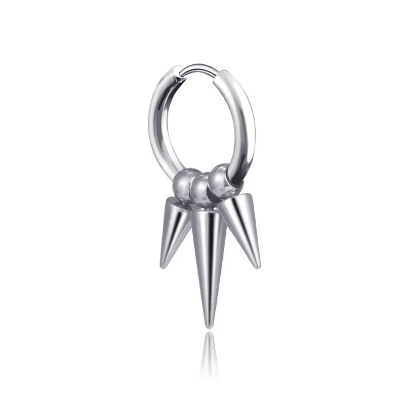 fashion stainless steel tassel single point cone earrings single