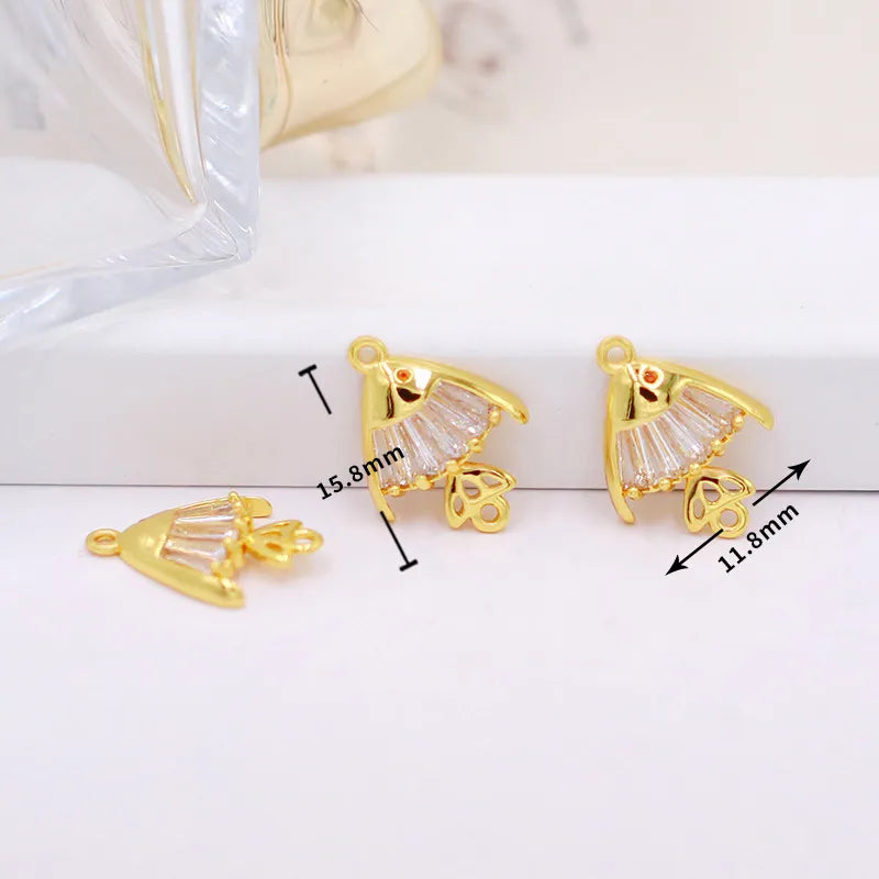 1 Piece Copper Zircon Flower Bow Knot Pendant