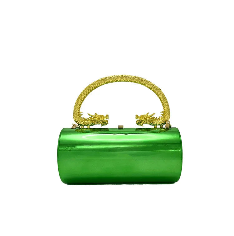Gold Silver Green Arylic Solid Color Cylindrical Evening Bags
