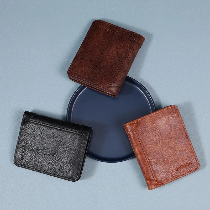 Men's Solid Color Pu Leather Folding Small Wallets