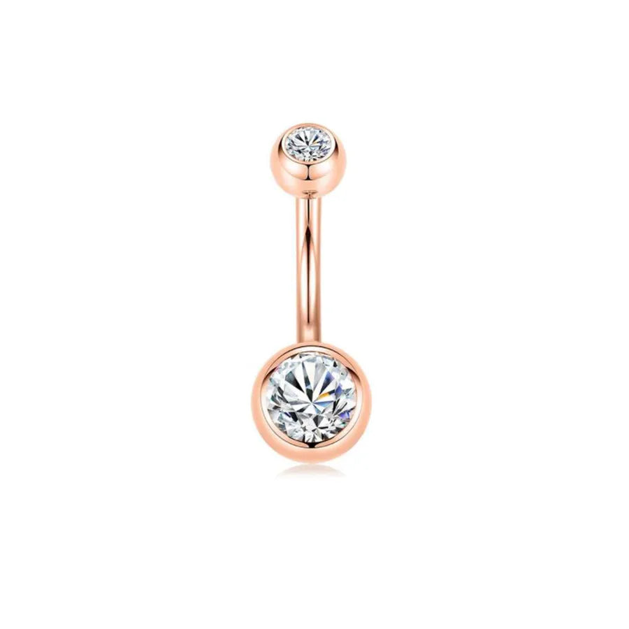 fashion solid color stainless steel inlay artificial gemstones belly ring