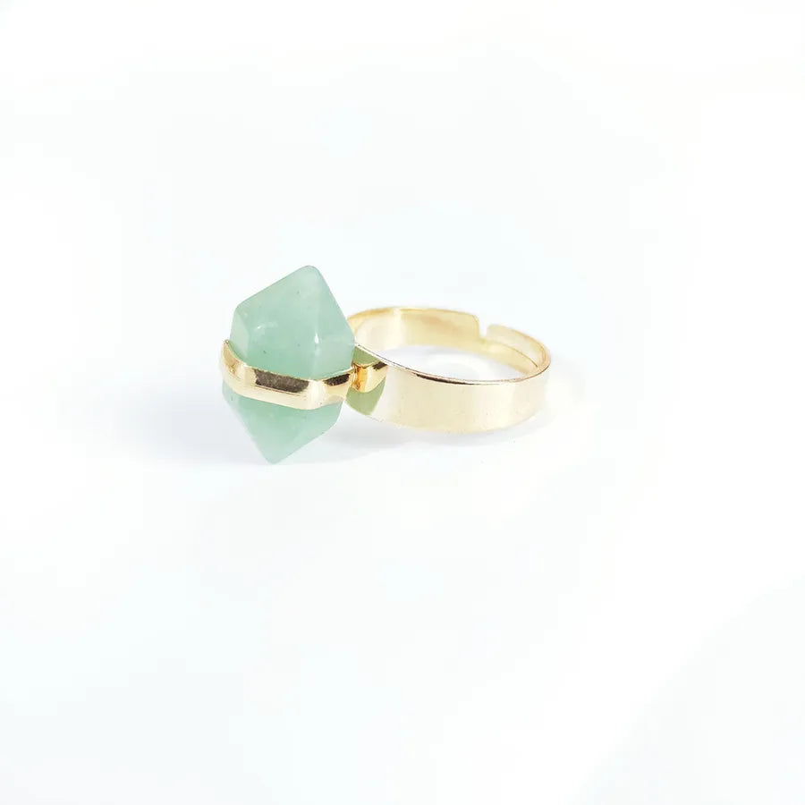 simple style oval crystal patchwork open ring 1 piece