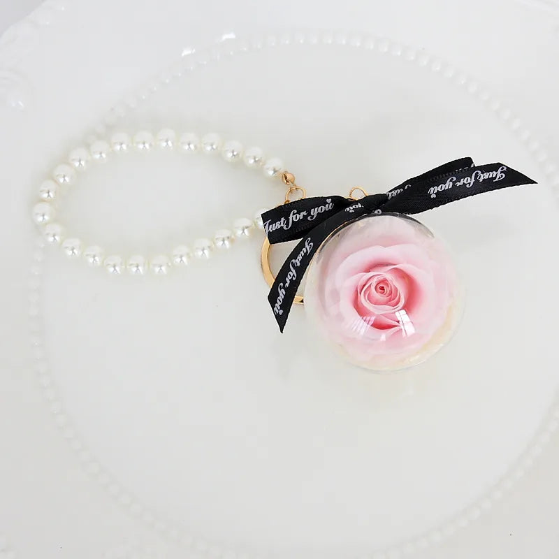 cute letter preserved flower women's keychain