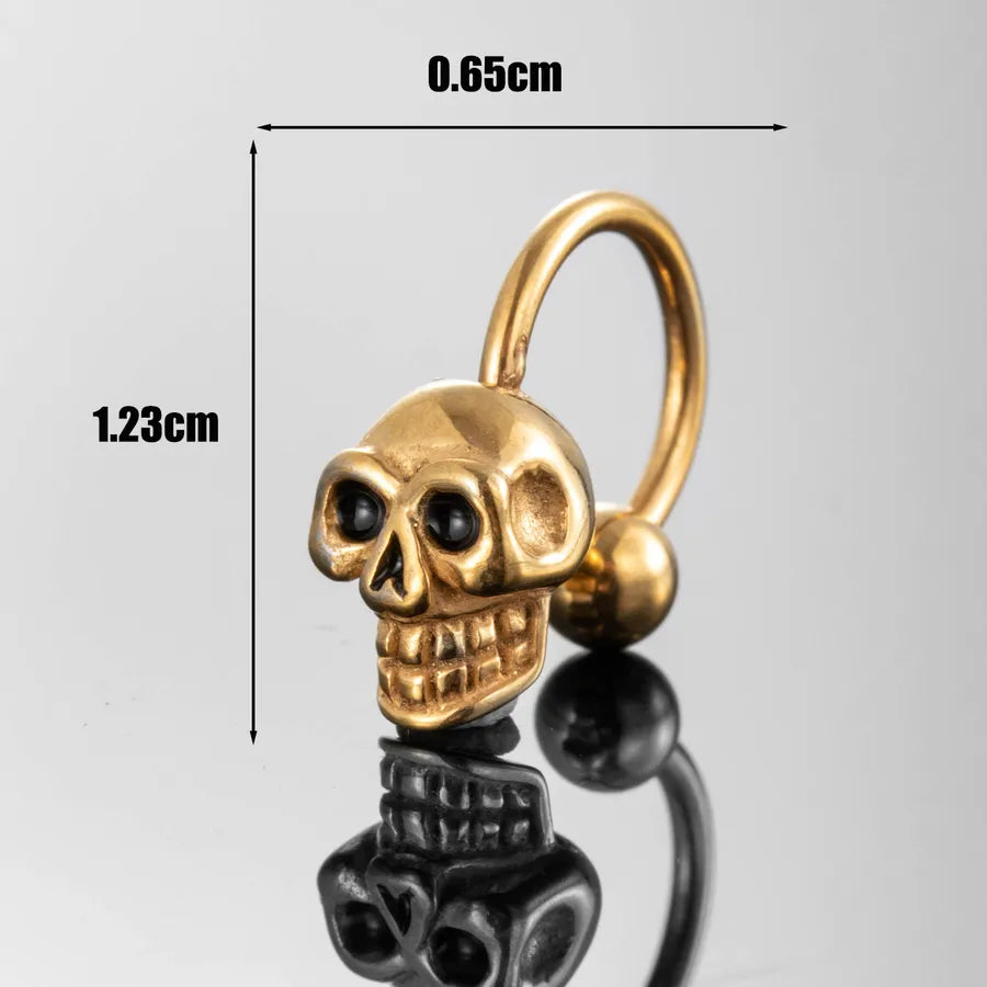 1 Piece Hip-Hop Vintage Style Punk Skull 316 Stainless Steel  Ear Studs