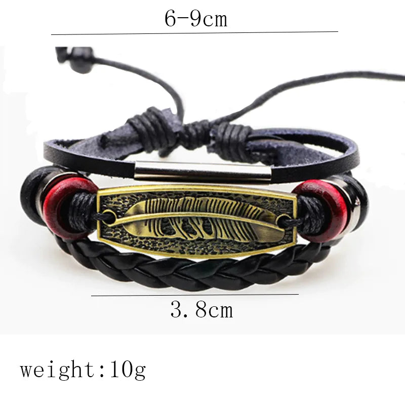 retro cross pu leather alloy braid unisex bracelets