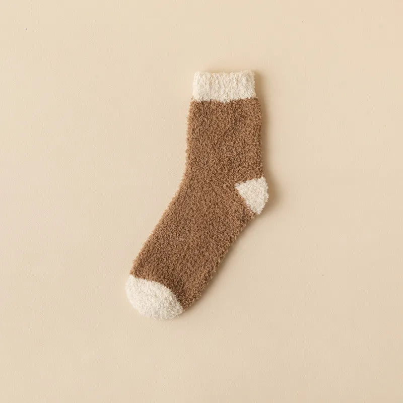 wool-free coral velvet socks men's mid-tube socks autumn and winter men's home warm floor plush socks