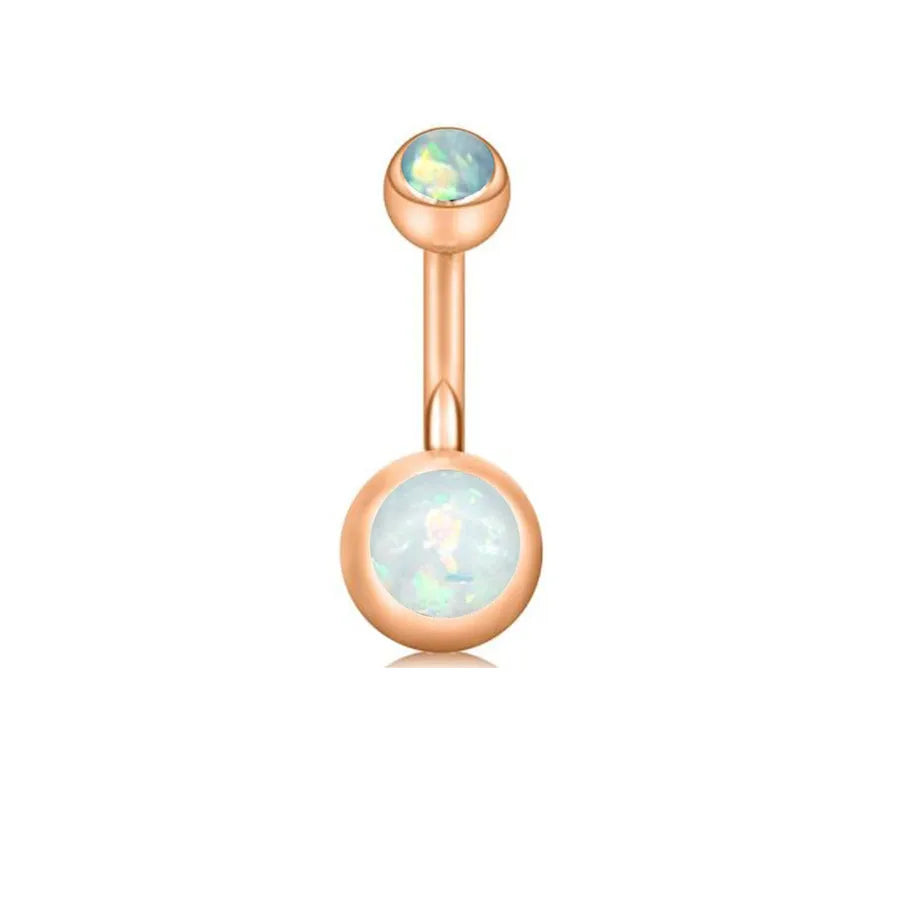 fashion solid color stainless steel inlay artificial gemstones belly ring