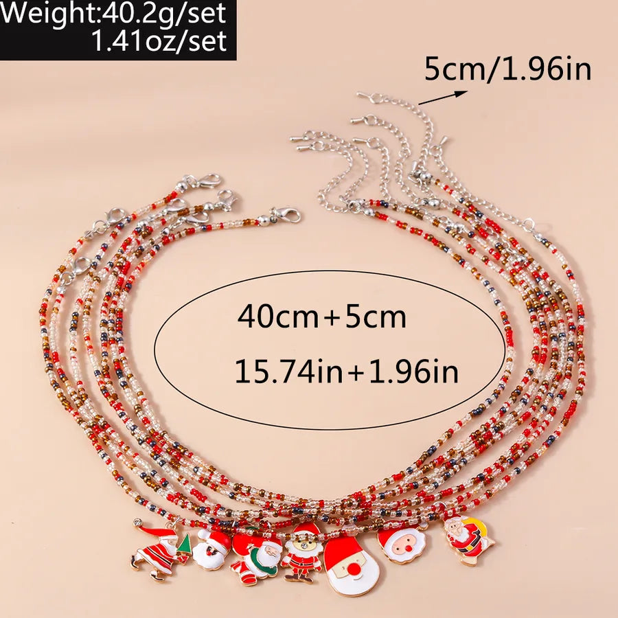 Cute Santa Claus Glass Pendant Necklaces Christmas Wholesale